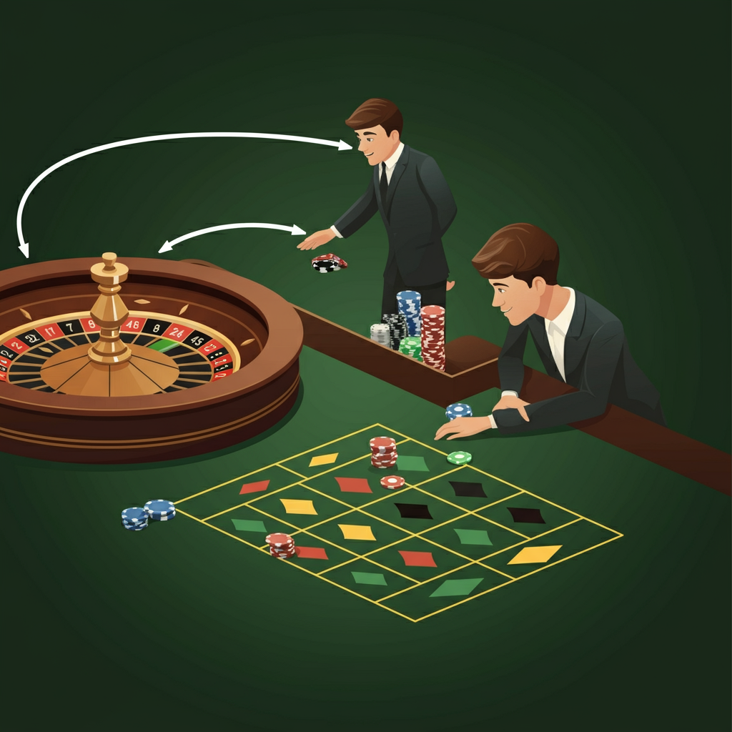 Martingale Strategy Martingale strategy illustration at a roulette table