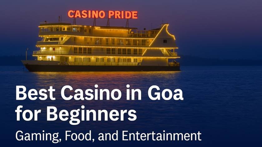Casino Pride offshore at sunset—Goa’s top beginner-friendly casino with river views, vibrant lights, and a warm ambience.